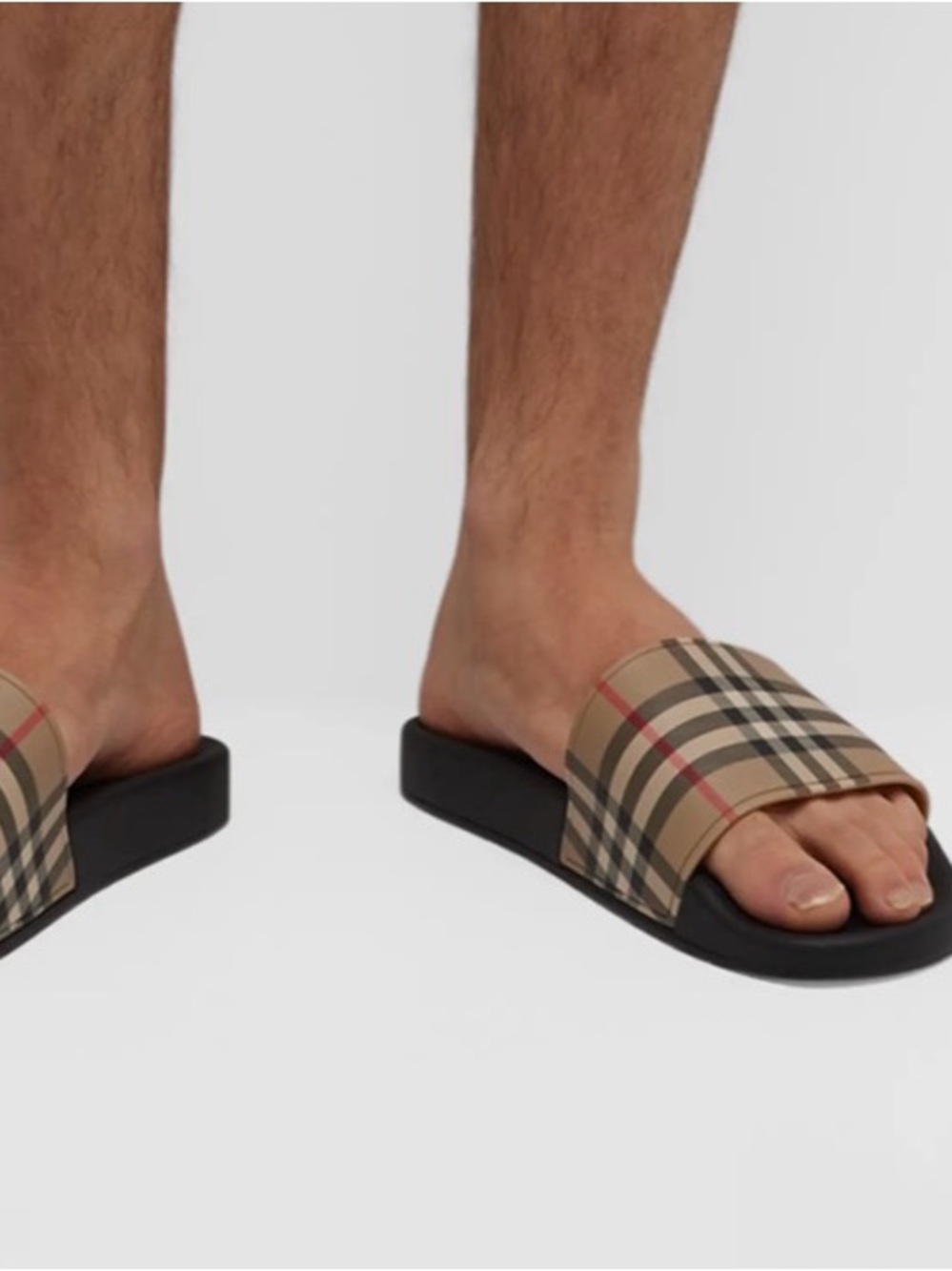 Burberry Beige Nova Check Slide Sandals with Black Footbed - Picture 7 of 7